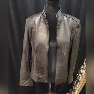 Womens Leather jacket Size: S/M color:Black